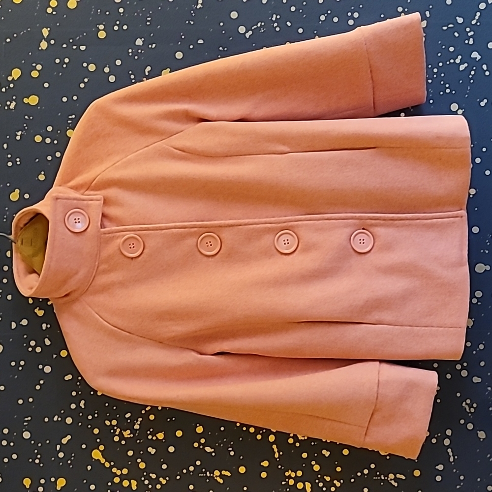 Anthro S TULLE Wool Coat Barbie Pink Big Buttons
